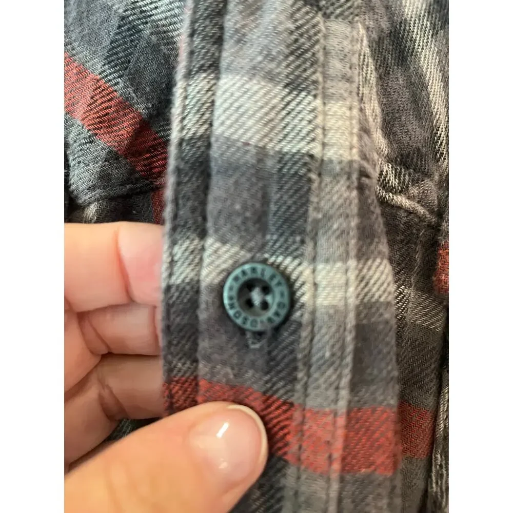 Harley Davidson Embroidered Biker Core Button Up Shirt Men XL Grunge Y2K Riding